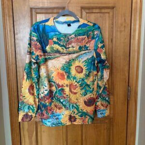 NWOT sunflower printed cardigan/jacket